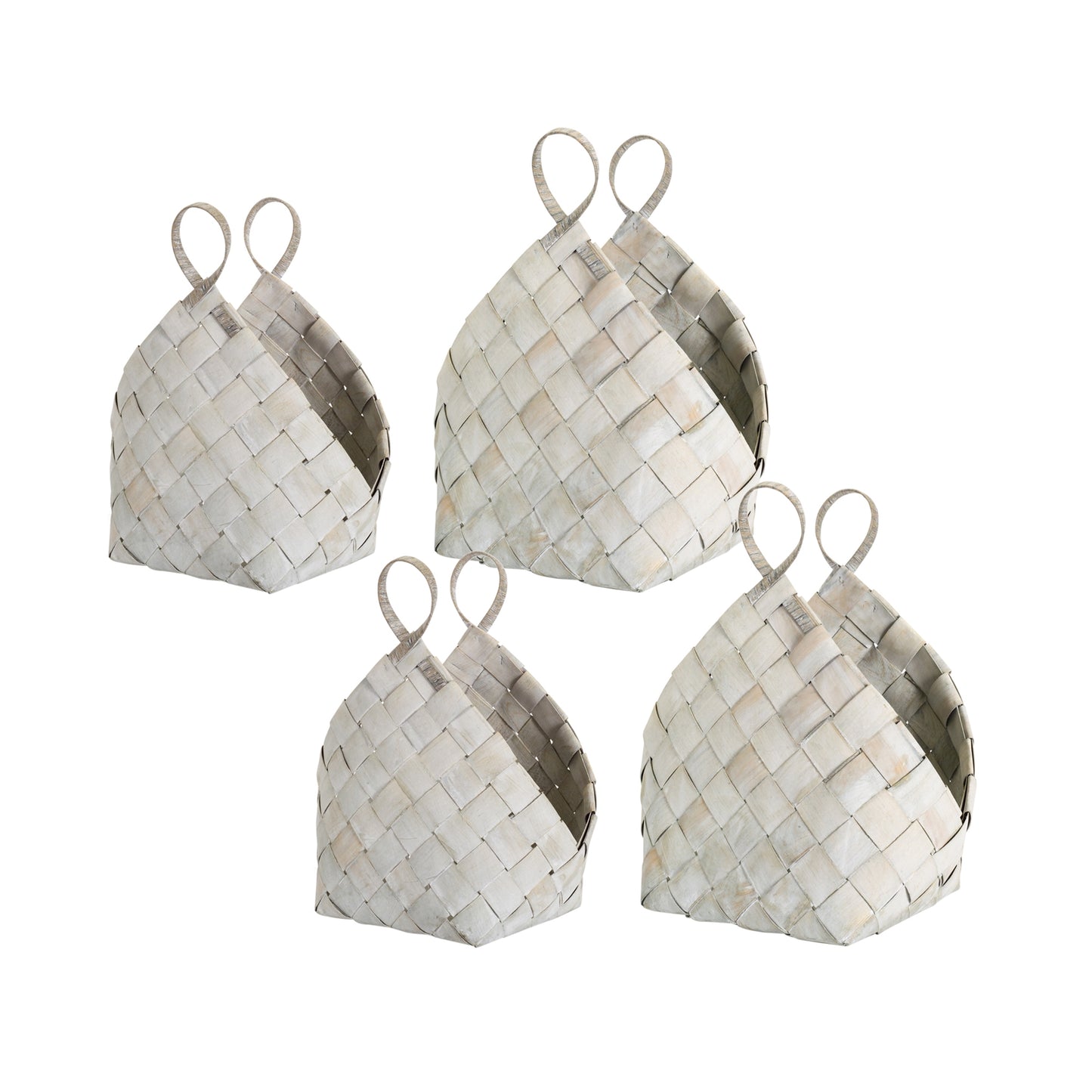 Woven Metasequoia Wood Basket with Handles (Set of 4)