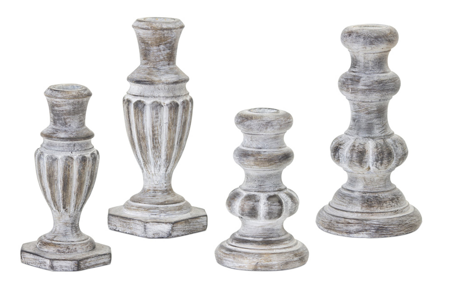 Candle Holder (Set of 4) 5.75"H, 6.5"H, 7.5"H Resin/Stone Powder