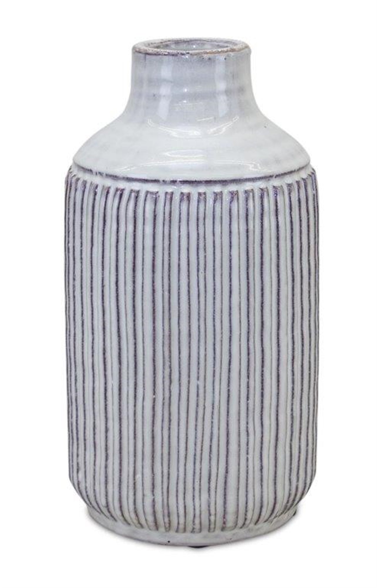 Rustic Ribbed Terra Cotta Vase 12.25"H