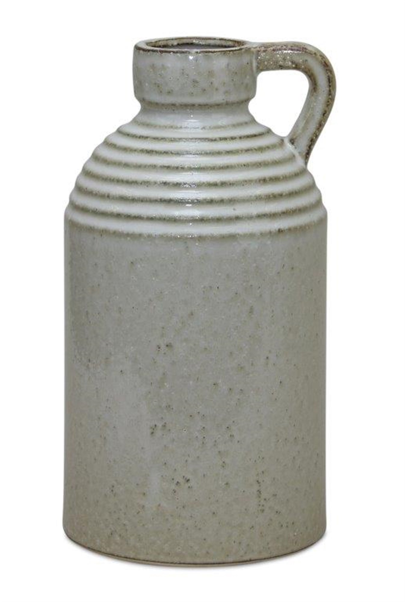 Rustic Ceramic Jug Vase with Washed Cream Finish 11.75"H