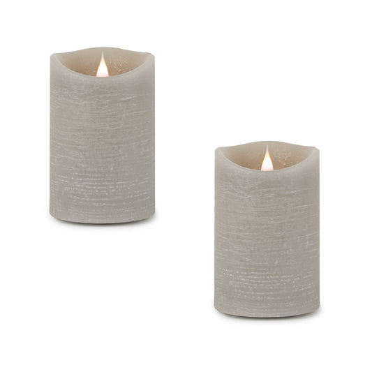 Grey Simplux LED Designer Wax Candle with Remote (Set of 2)