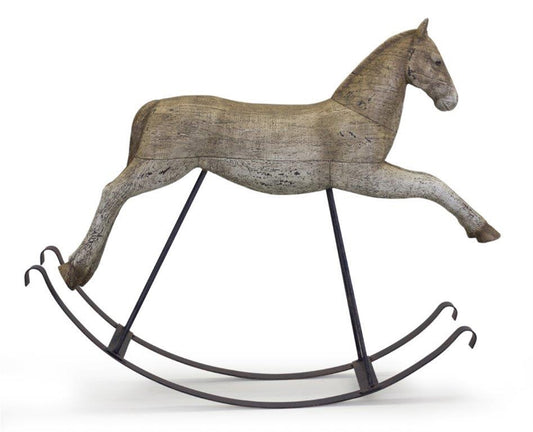 Rustic Rocking Horse DÃ©cor with Metal Stand 22.25"L