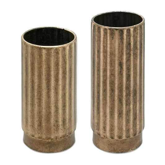 Ribbed Copper Metal Cylinder Vase (Set of 2)