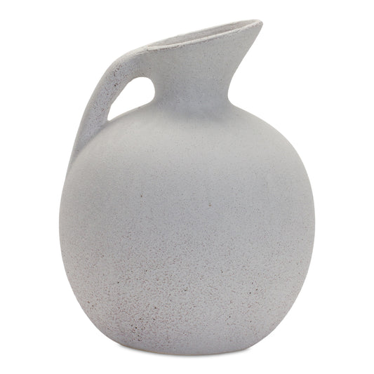 Modern White Clay Pitcher Vase 9.5"H