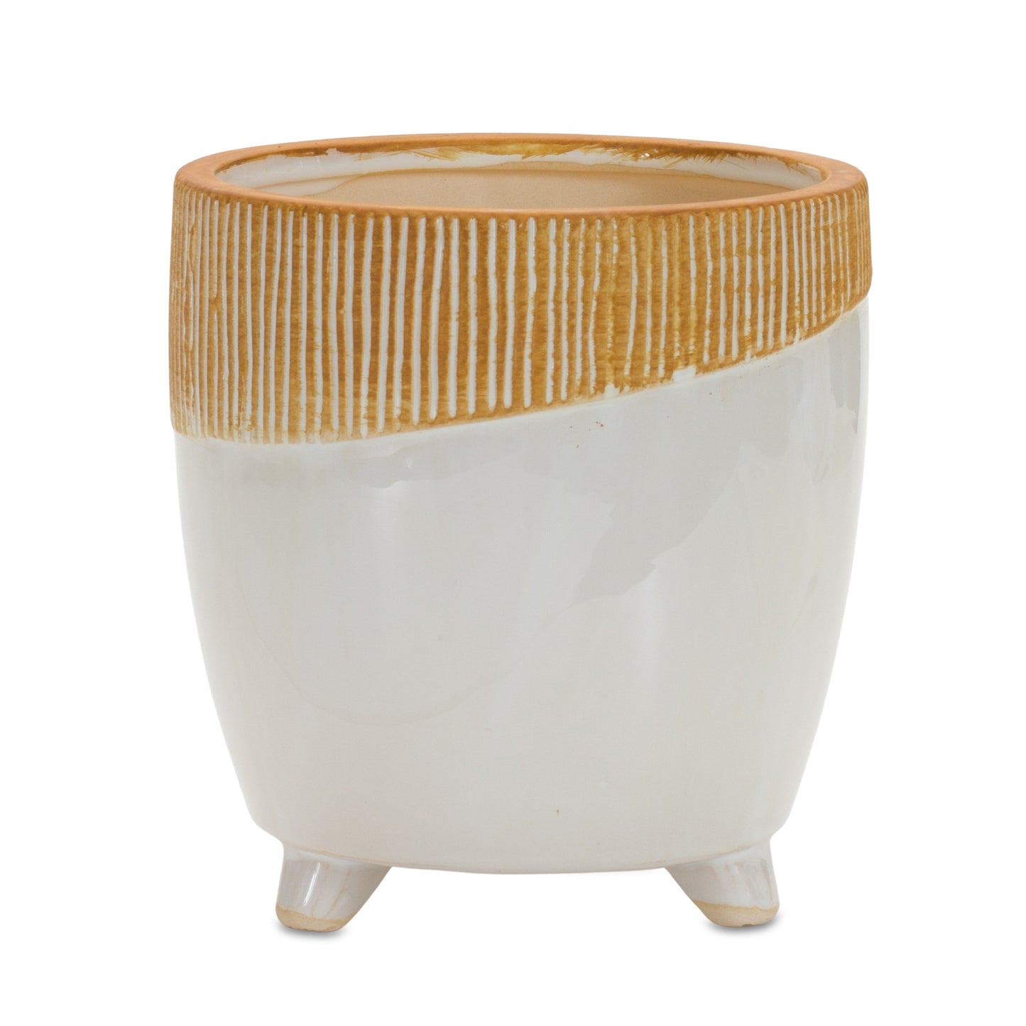 Dual Tone Ceramic Planter 7.75"H