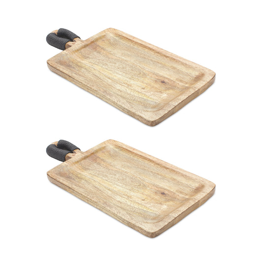 Mango Wood Cutting Board Style Tray (Set of 2)