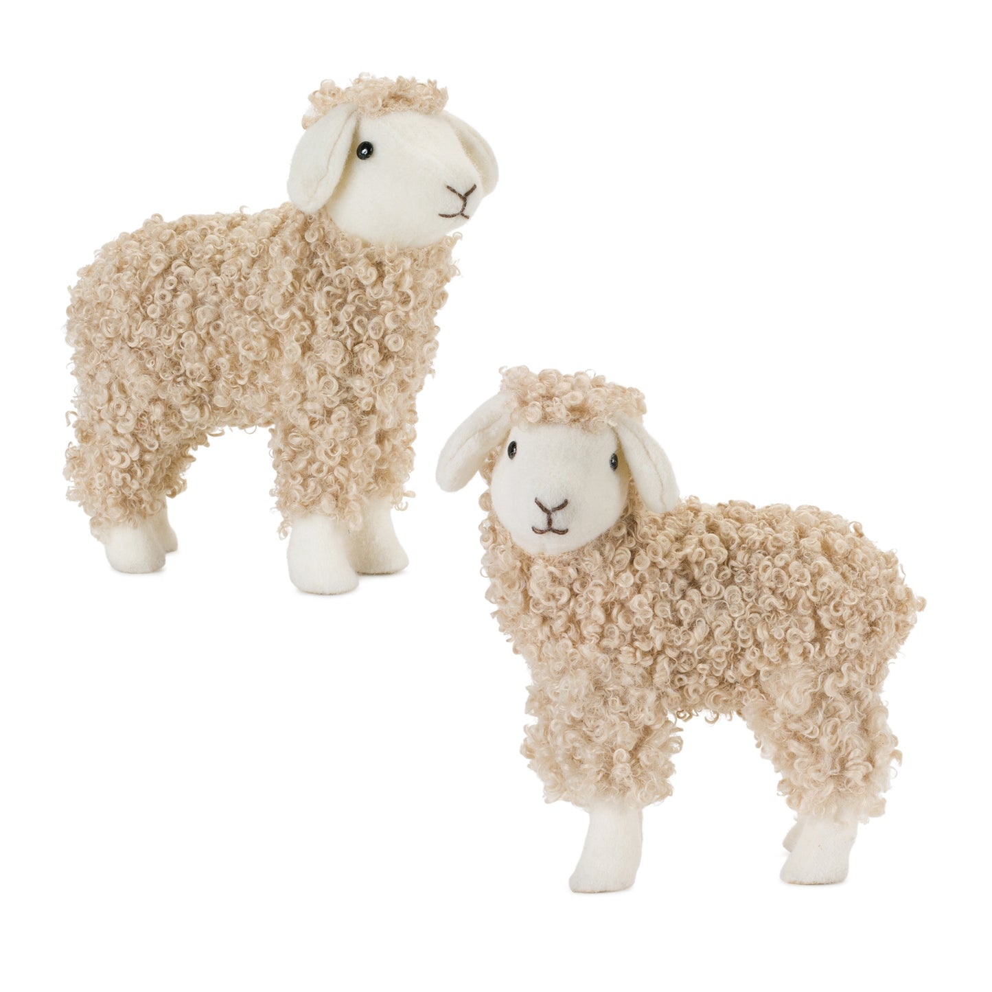 Standing Plush Sheep DÃ©cor with Curly Hair (Set of 2)