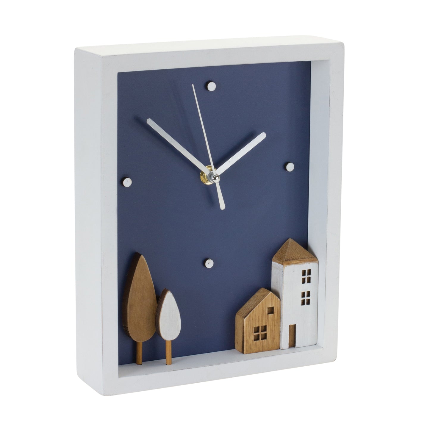 Wood Tabletop Clock 9.5"H