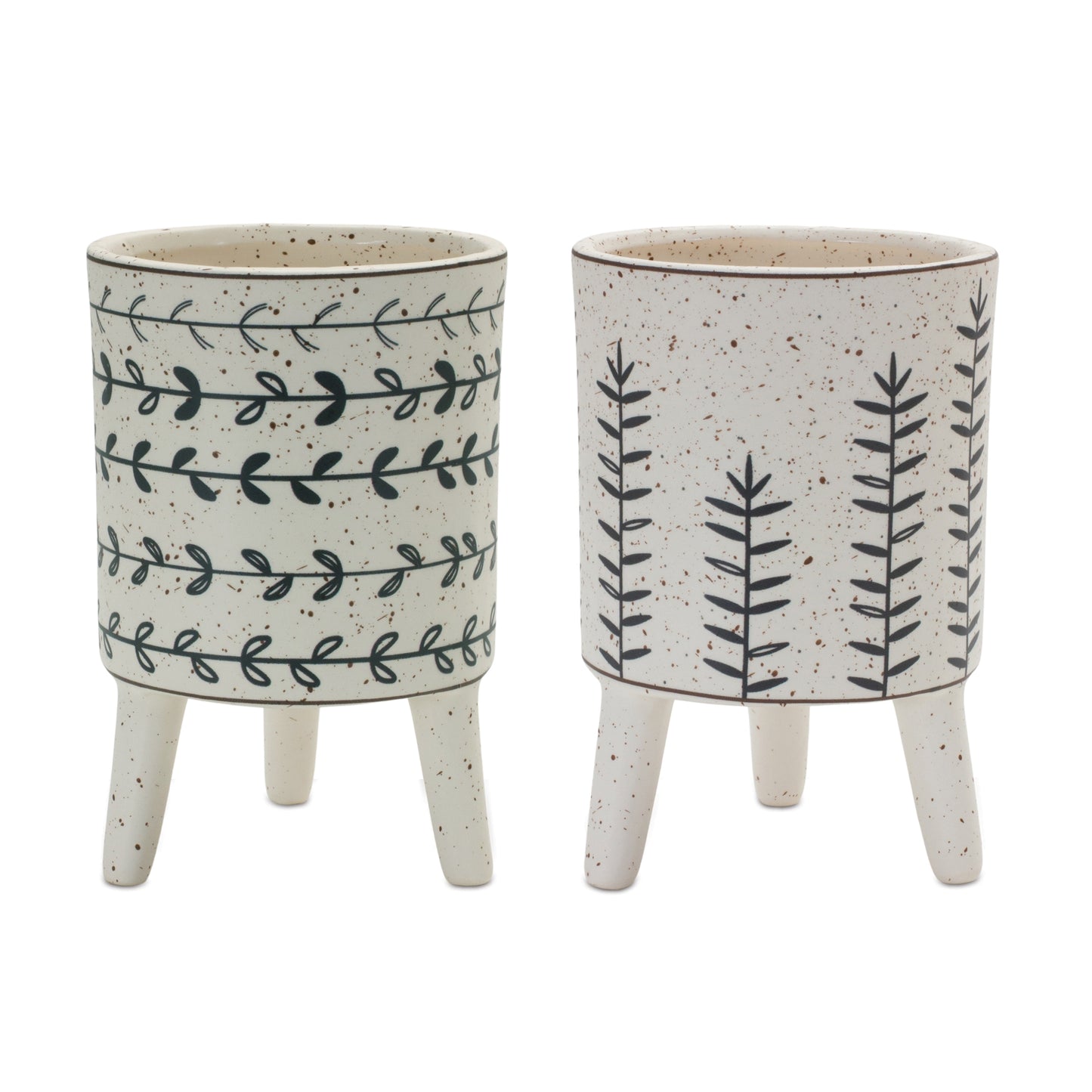 Footed Foliage Print Planter (Set of 2)