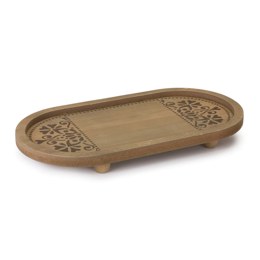 Ornate Wood Tray (Set of 2)