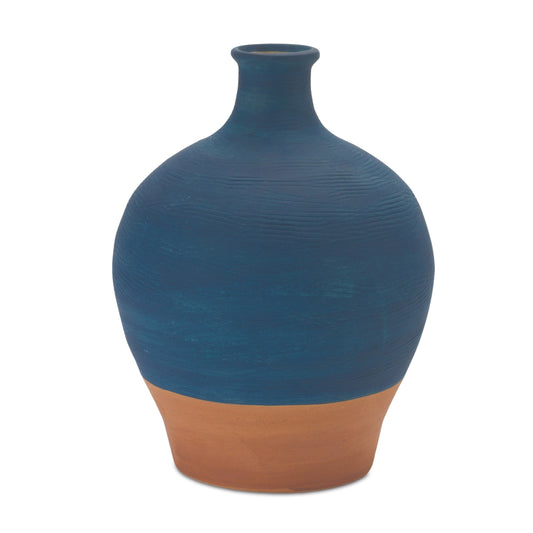 Ceramic Vase with Terra Cotta Accent 8.5"H