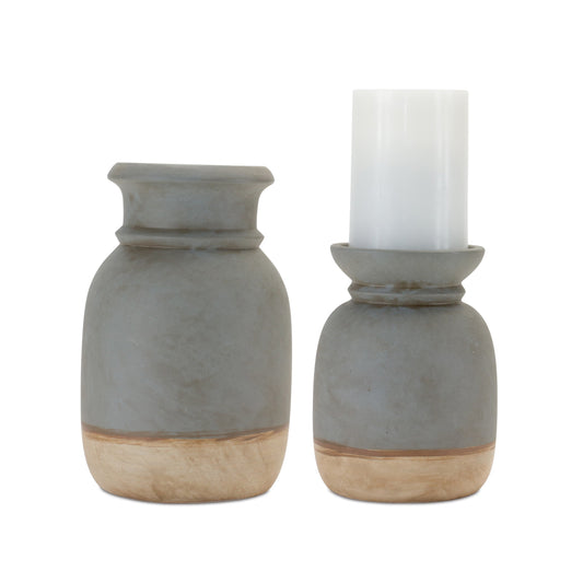 Candle Holder (Set of 2) 6.25"H, 8.25"H Ceramic