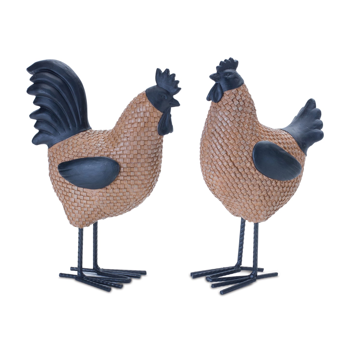 Wicker Hen and Rooster DÃ©cor (Set of 2)