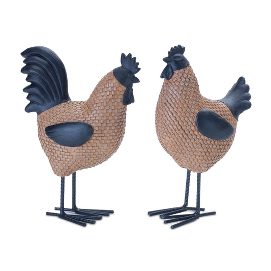 Wicker Hen and Rooster Décor (Set of 2)