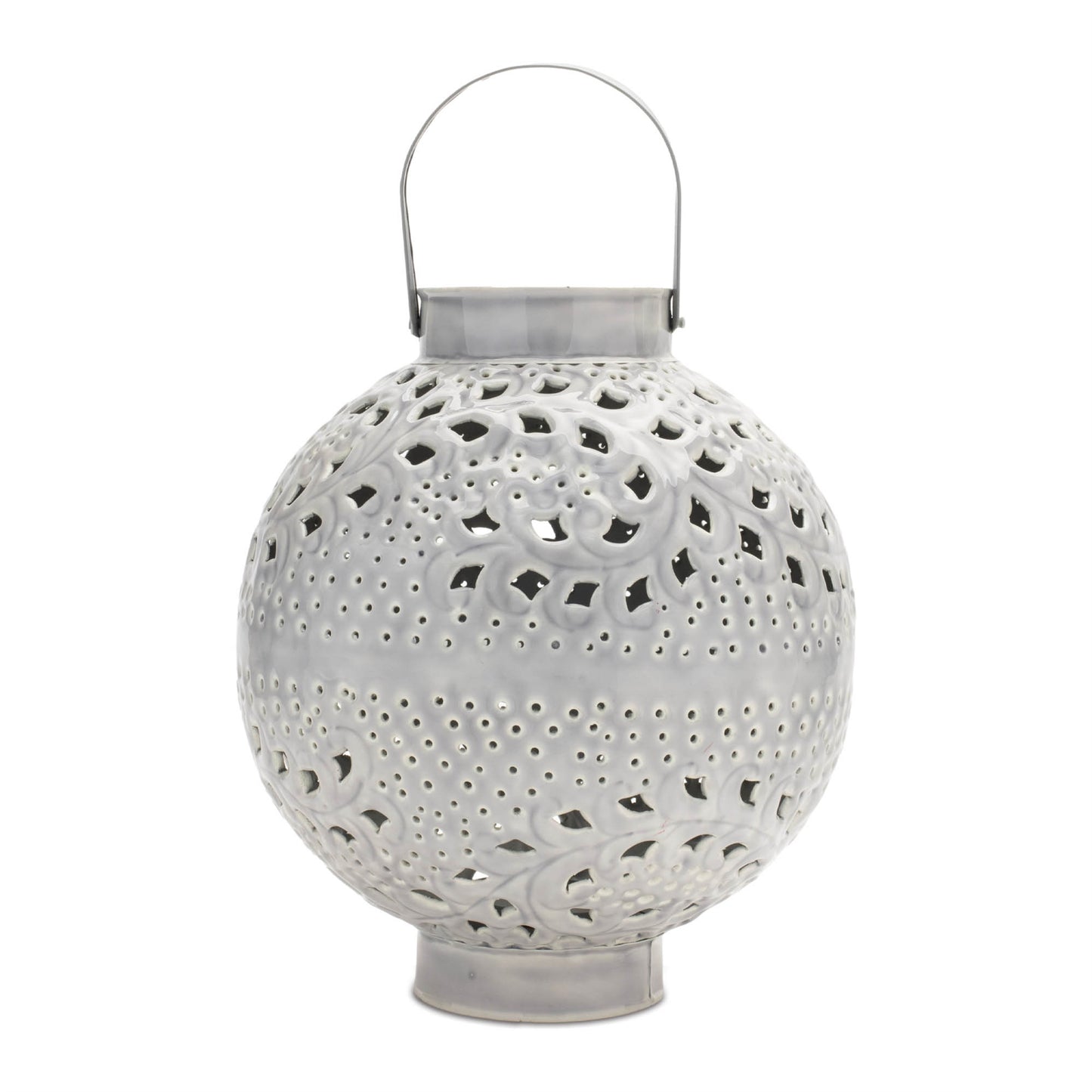 Punched Metal Candle Lantern 11"H