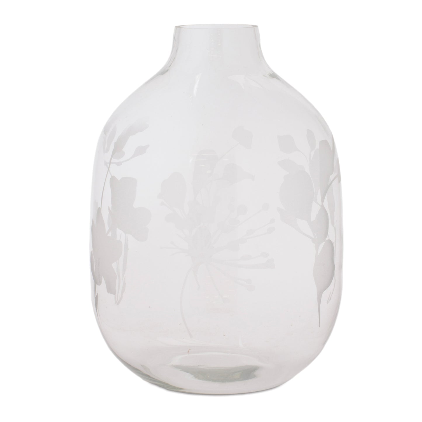 Frosted Floral Glass Vase (Set of 2)