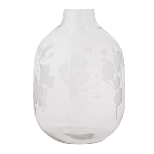 Frosted Floral Glass Vase (Set of 2)