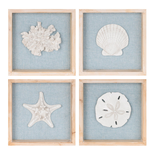 Framed Beach Wall Plaque (Set of 4)