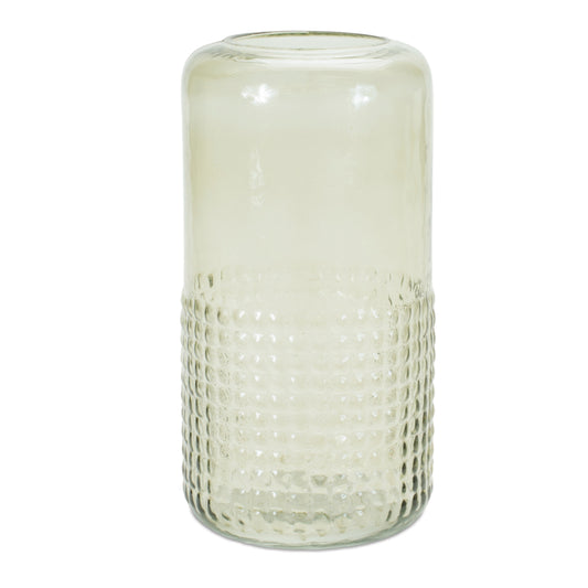 Green Textured Glass Candle Holder Vase 9.5"H