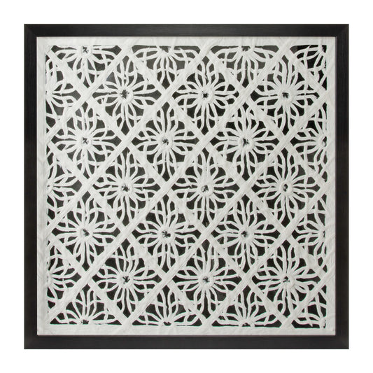 Framed Floral Wall Décor Under Glass 19.5"SQ