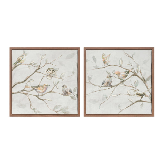 Framed Birds on Branches Canvas Art (Set of 2)