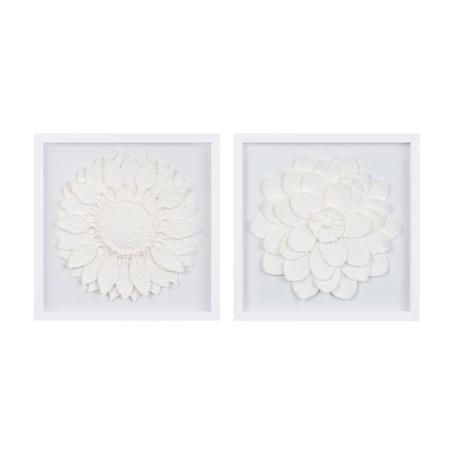 Framed Floral Wall Plaque Under Glass (Set of 2)