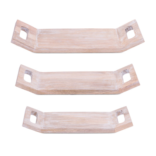 Washed Mango Wood Tray (Set of 3)