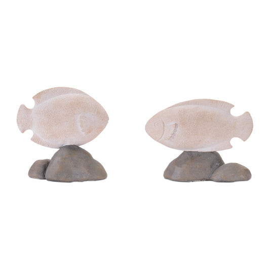 Fish on Rock Décor (Set of 4)