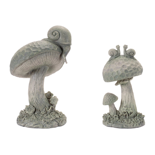 Mushroom with Snail Décor (Set of 2)
