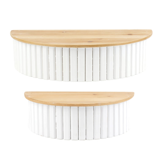 Ribbed Wood Wall Shelf (Set of 2)
