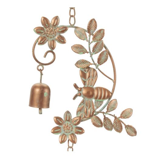 Iron Bumble Bee and Bell Rain Chain