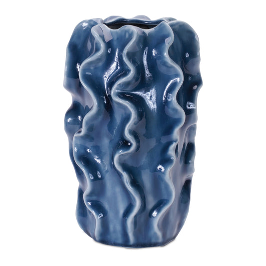 Wavy Ribbed Ceramic Vase (Set of 2)