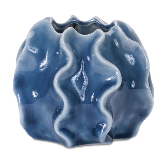 Wavy Ribbed Ceramic Vase (Set of 2)
